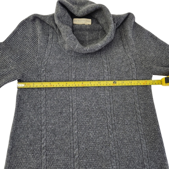 THE TERRITORY AHEAD 100% cashmere sweater turtleneck long sleeve grey cable knit - Picture 9 of 11